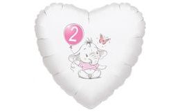 2. narozeniny růžový slon srdce foliový balónek