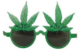 Glasses with hemp leaves - marijuana