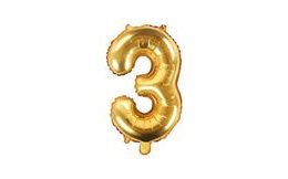 Balloon foil numerals gold 35 cm - 3 (CANNOT FILL HELIEM)