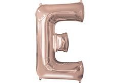 Písmeno E růžovo-zlaté foliový balónek 83 cm