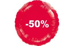 Balónek fóliový červený -50%