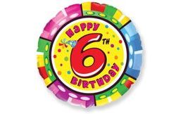 Balloon Happy Birtday 6th Birthday 45 cm