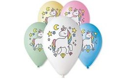 Balloons 30 cm, mix of colours - Unicorn 5 pcs
