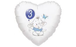 3. narozeniny modrý slon srdce foliový balónek