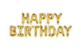 Balloon foil inscription birthday - HAPPY BIRTHDAY - GOLD - gold 340 x 35 cm - Balloon