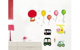 Samolepka na zeď balonky a auta