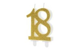 Birthday Candle 18, GOLD - 7,5 cm