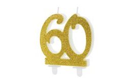 Birthday candle 60, GOLD - 7,5 cm