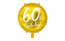 Balón foliový 60. narozeniny zlatý, 45 cm