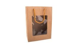 Gift bag with see-through 14x7x18 cm NATURE
