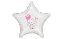 1. narozeniny růžový slon hvězda foliový balónek