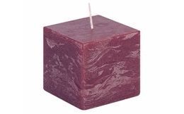 Candle cube burgundy rustic 68/68/65