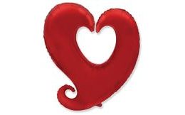 Balón foliový Srdce zatočené - červené 90 cm