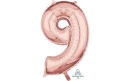 balónek fóliový narozeniny číslo 9 růžovo-zlaté 66cm