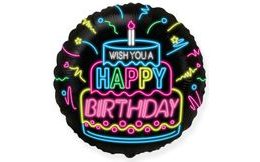 Balón foliový happy birthday černý 45 cm