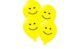 Printed smiley balloons 5pcs yellow