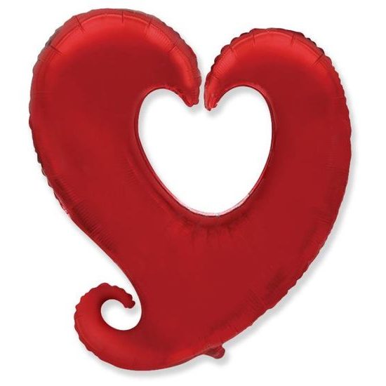 Balón foliový Srdce zatočené - červené 90 cm