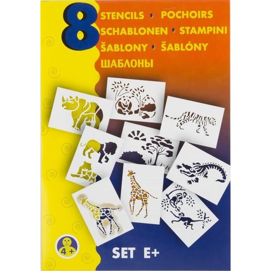Stencils for blowing markers, latte art and cakes Exotic animals - 8 pcs
