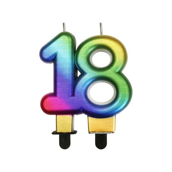 Birthday candle 18 - Rainbow - Rainbow 7,5 cm