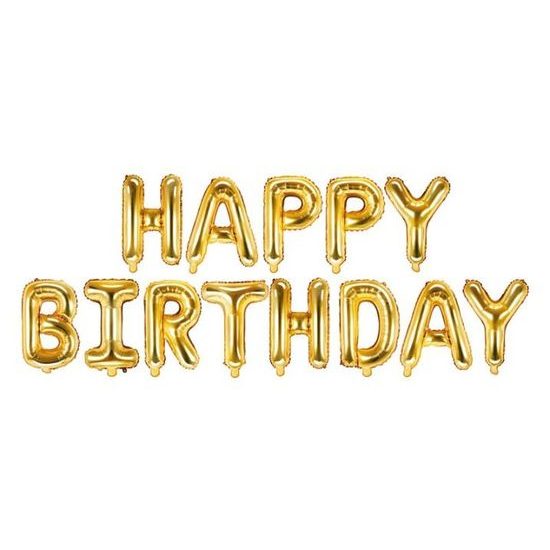 Balloon foil inscription birthday - HAPPY BIRTHDAY - GOLD - gold 340 x 35 cm - Balloon