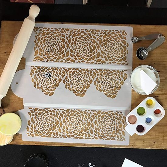 Sada geometrických šablon - Stencil Camilla Rose Cake set - 3 vzory