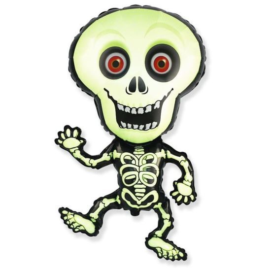 Balón foliový Skeleton - Kostra 82 cm - Halloween - černo-zelený