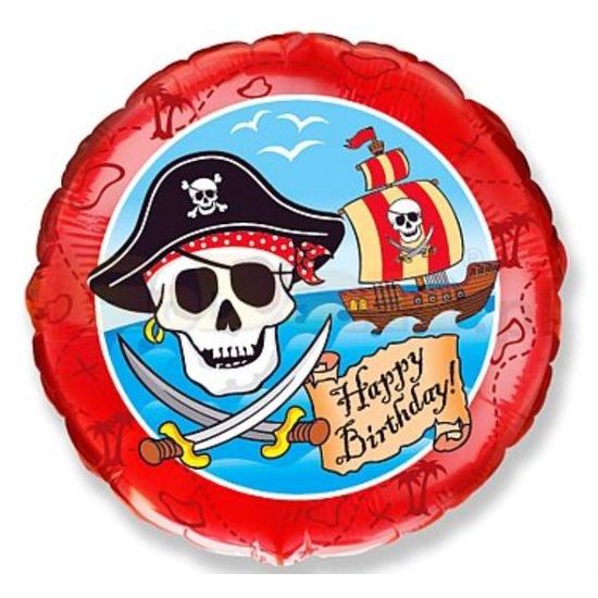 Balón foliový 45 cm Pirátské Happy Birthday