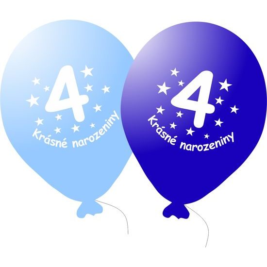 Balónek modrý KRÁSNÉ NAROZENINY číslo 4 - 5 ks