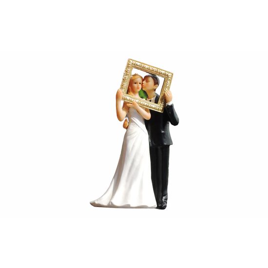 Bride and groom with frame - wedding figurines for cake