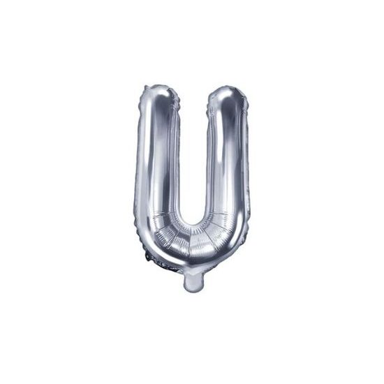 Balón foliový písmeno "U", 35 cm, stříbrný (NELZE PLNIT HELIEM)