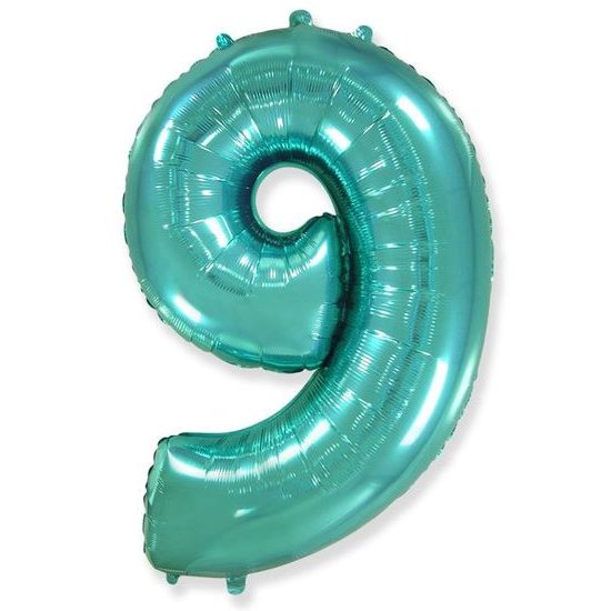Balón foliový číslice tyrkysová (Tiffany) 115 cm - 9
