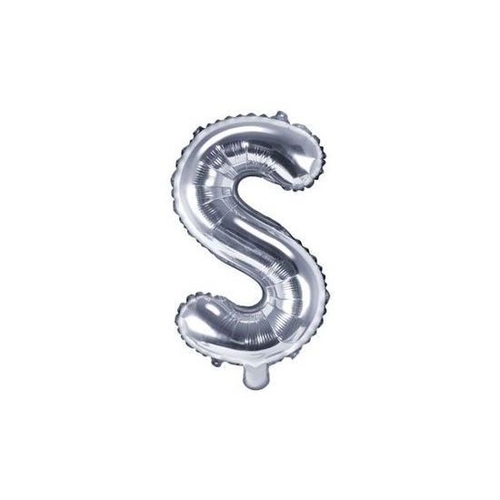 Balón foliový písmeno "S", 35 cm, stříbrný (NELZE PLNIT HELIEM)