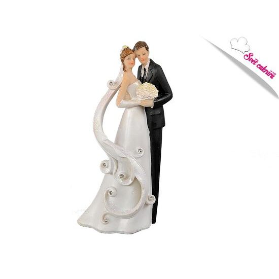 Pár novomanželů 21 cm - svatební figurky na dort