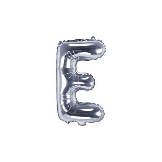 Balón foliový písmeno "E", 35 cm, stříbrný (NELZE PLNIT HELIEM)