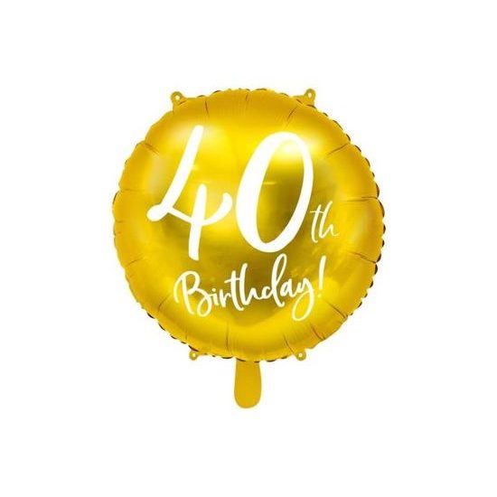 Balón foliový 40. narozeniny zlatý, 45 cm
