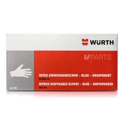 Gants jetables en nitrile, non poudrés BLEU 100pcs taille XL- Wurth