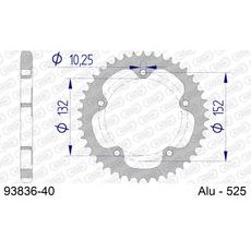 REAR ALU SPROCKET AFAM 93836-40 40T, 525