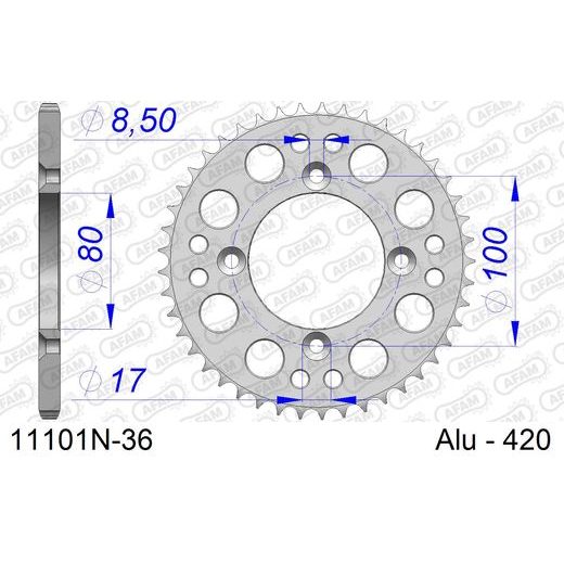 REAR ALU SPROCKET AFAM 11101N-36 36T, 420