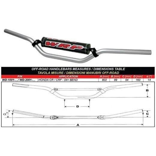 HANDLEBAR WRP PRO-ALU CR/CRF SILVER