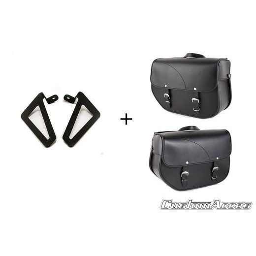LEATHER SADDLEBAG CUSTOMACCES SANT LOUIS APS002N CRNI PAIR, WITH UNIVERSAL SUPPORT