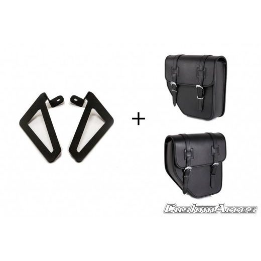 LEATHER SADDLEBAG CUSTOMACCES IBIZA API002N CRNI PAIR, WITH UNIVERSAL SUPPORT