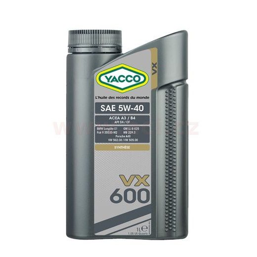 MOTOROVÝ OLEJ YACCO VX 600 5W40, 1 L