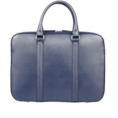 Кожена slim чанта за лаптоп John & Paul - синя
