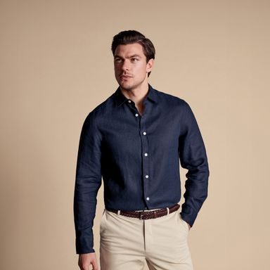 Charles Tyrwhitt Pure Linen Shirt — Navy