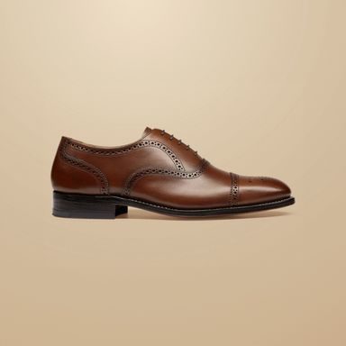 Charles Tyrwhitt Leather Oxford Brogue Shoes — Dark Tan