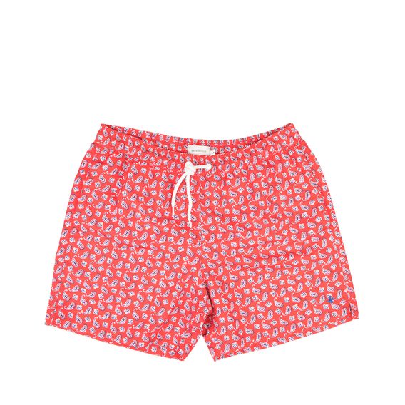 Brooksfield Paisley Print Swim Shorts — Red