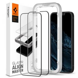 Spigen ALM Glass FC Folie de sticlă securizată 2 bucăți, iPhone 13 / 13 Pro / 14, neagră