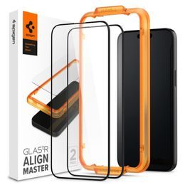 Spigen ALM Glass FC Folie de sticlă securizată 2 bucăți, iPhone 15 Pro, neagră