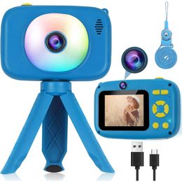 Digitální dětský fotoaparát s funkcí videokamery, se stativem, 1080P HD, režim selfie, modrá