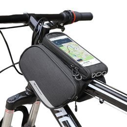 Wozinsky Geantă pentru bicicletă + capac detașabil pentru telefon până la 6,5", 1,5 l, negru (WBB7BK)